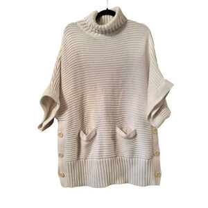 J. Crew cotton/marino wool blend oversized pull over sweater M Preppy Fisherman